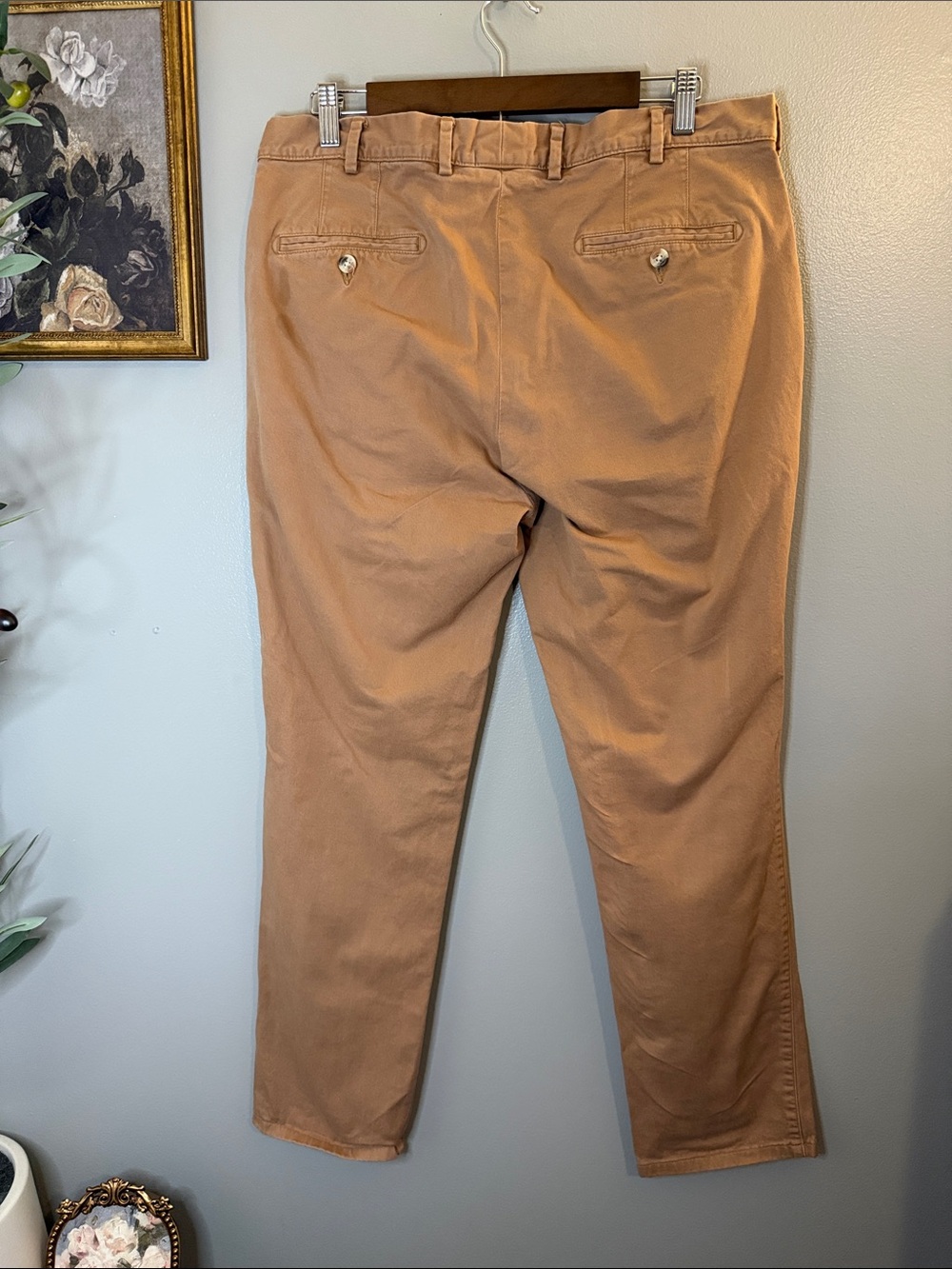 Peter Millar Men’s Chino Pants Size 36x29 Brown Tan Straight Flat Front Cotton - Picture 7 of 7